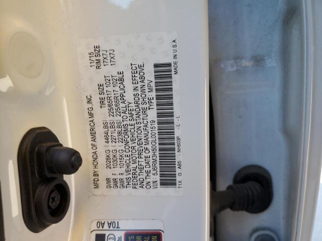 Photo 10 from auction – 2016 HONDA CR-V EX with VIN 5J6RM3H50GL001519