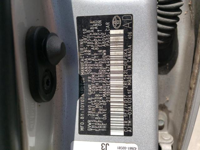 Photo 10 from auction – 2010 TOYOTA COROLLA BA with VIN 2T1BU4EE4AC476493