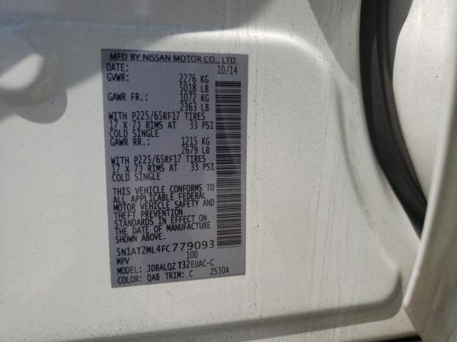 Photo 10 from auction – 2015 NISSAN ROGUE S with VIN 5N1AT2ML4FC779093