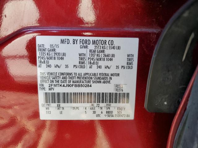 Photo 10 from auction – 2015 FORD EDGE SEL with VIN 2FMTK4J90FBB50284