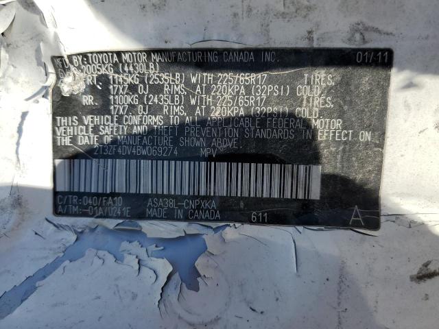 Photo 10 from auction – 2011 TOYOTA RAV4 with VIN 2T3ZF4DV4BW069274