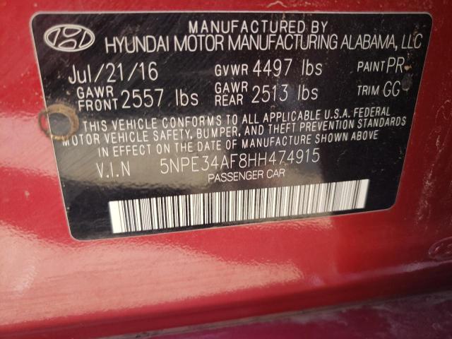 Photo 10 from auction – 2017 HYUNDAI SONATA SPO with VIN 5NPE34AF8HH474915
