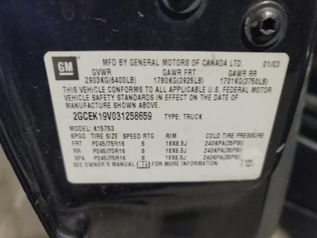 Photo 10 from auction – 2003 CHEVROLET SILVERADO with VIN 2GCEK19V031258659