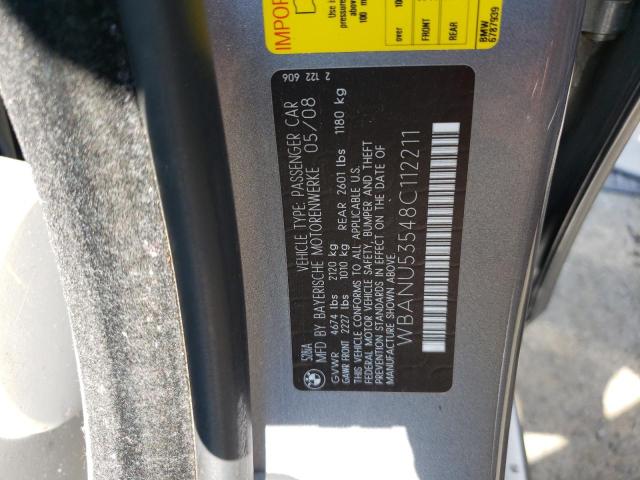Photo 10 from auction – 2008 BMW 528 I with VIN WBANU53548C112211