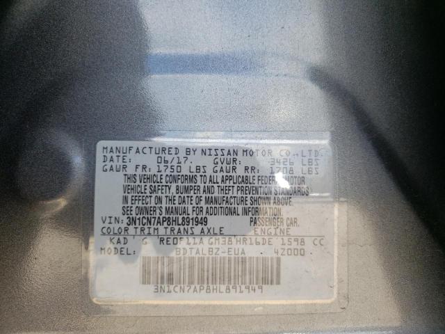 Photo 10 from auction – 2017 NISSAN VERSA S with VIN 3N1CN7AP8HL891949