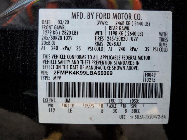 Photo 10 from auction – 2020 FORD EDGE TITAN with VIN 2FMPK4K99LBA66069