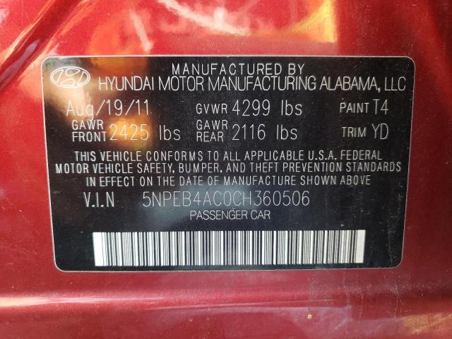 Photo 10 from auction – 2012 HYUNDAI SONATA GLS with VIN 5NPEB4AC0CH360506