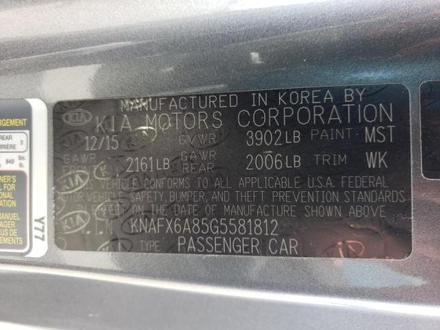 Photo 10 from auction – 2016 KIA FORTE EX with VIN KNAFX6A85G5581812
