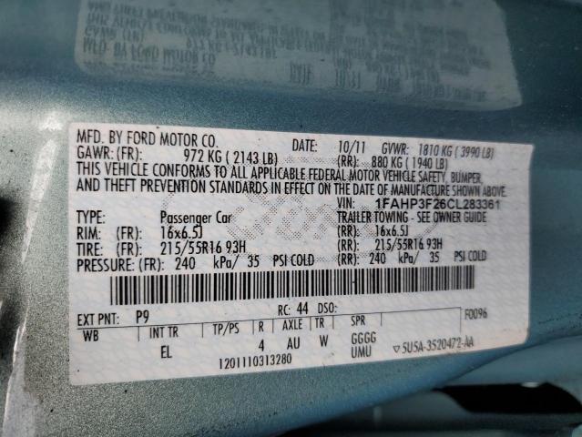 Photo 10 from auction – 2012 FORD FOCUS SE with VIN 1FAHP3F26CL283361