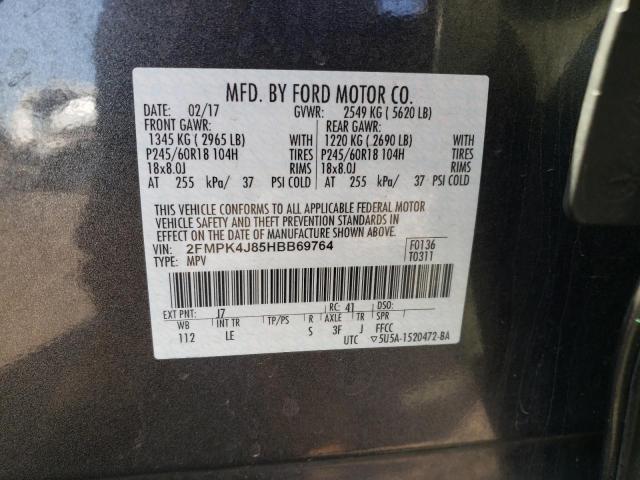 Photo 10 from auction – 2017 FORD EDGE SEL with VIN 2FMPK4J85HBB69764
