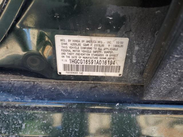 Photo 10 from auction – 2001 HONDA ACCORD with VIN 1HGCG16591A016194