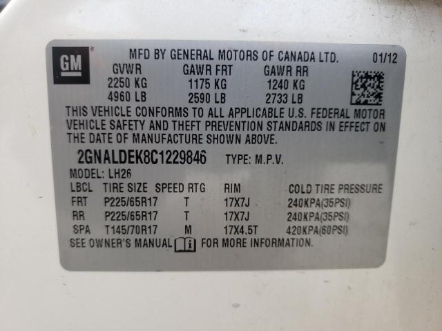 Photo 10 from auction – 2012 CHEVROLET EQUINOX LT with VIN 2GNALDEK8C1229846
