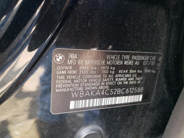 Photo 10 from auction – 2011 BMW 740 I with VIN WBAKA4C52BC612588