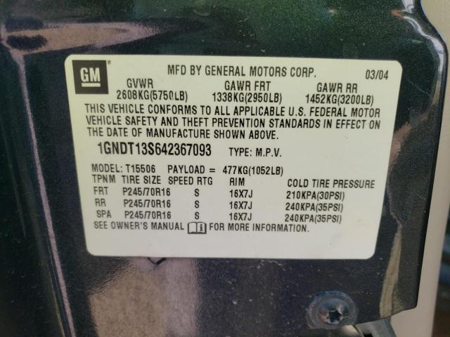 Photo 10 from auction – 2004 CHEVROLET TRAILBLAZE with VIN 1GNDT13S642367093