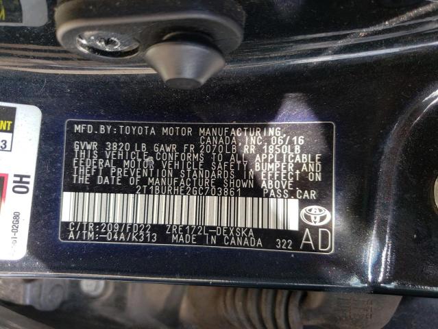Photo 10 from auction – 2016 TOYOTA COROLLA L with VIN 2T1BURHE2GC703861