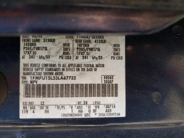 Photo 10 from auction – 2003 FORD EXPEDITION with VIN 1FMFU15L33LA67732