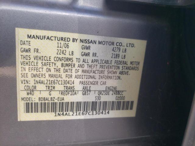 Photo 10 from auction – 2007 NISSAN ALTIMA 2.5 with VIN 1N4AL21E67C130414