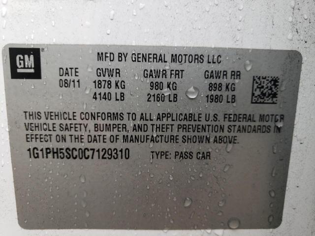 Photo 10 from auction – 2012 CHEVROLET CRUZE LTZ with VIN 1G1PH5SC0C7129310