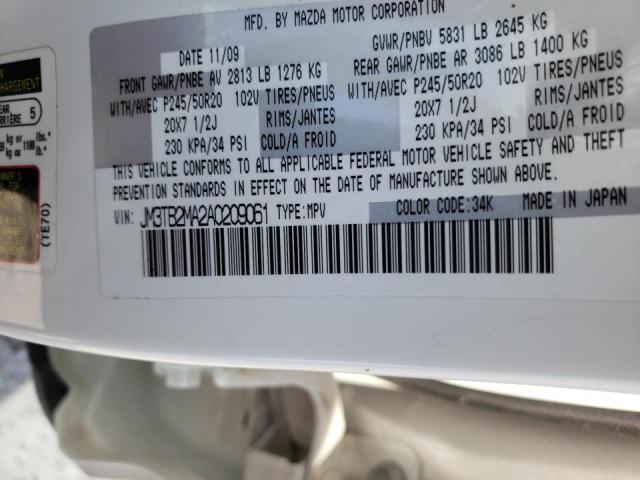 Photo 10 from auction – 2010 MAZDA CX-9 with VIN JM3TB2MA2A0209061