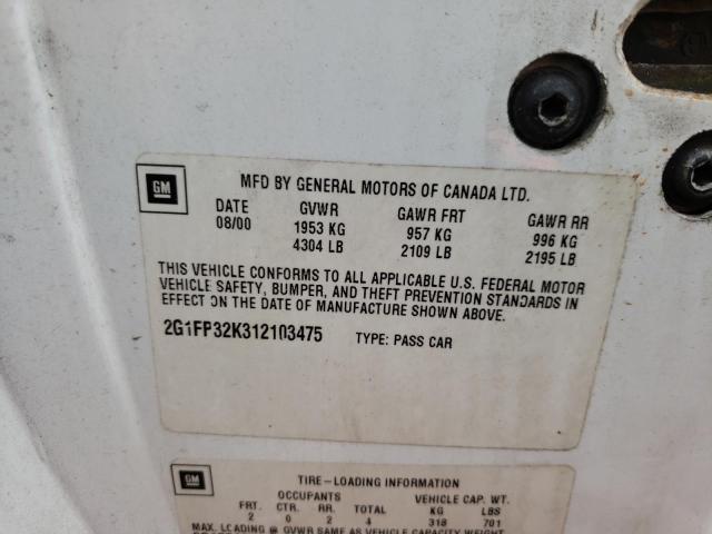 Photo 10 from auction – 2001 CHEVROLET CAMARO with VIN 2G1FP32K312103475