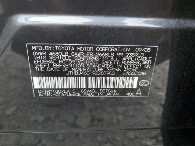 Photo 10 from auction – 2009 LEXUS ES 350 with VIN JTHBJ46G192287902