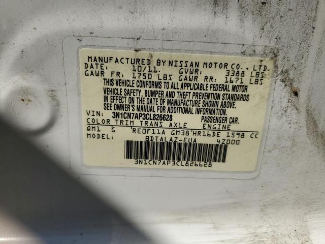 Photo 10 from auction – 2012 NISSAN VERSA S with VIN 3N1CN7AP3CL826628