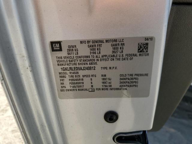 Photo 10 from auction – 2010 GMC ACADIA SLE with VIN 1GKLRLED9AJ240812
