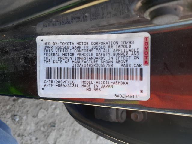 Photo 10 from auction – 1994 TOYOTA COROLLA with VIN JT2AE04B3R0055758