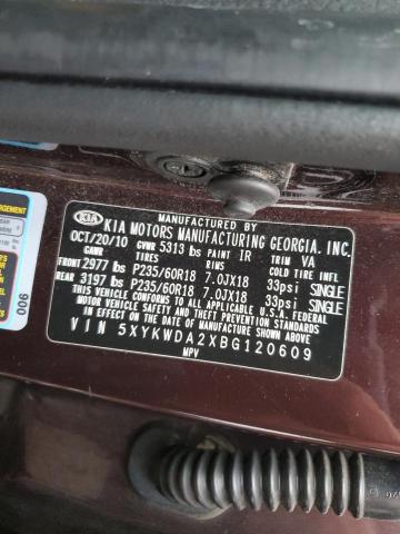 Photo 10 from auction – 2011 KIA SORENTO SX with VIN 5XYKWDA2XBG120609