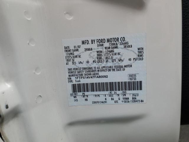 Photo 10 from auction – 2007 FORD F150 with VIN 1FTPX14V47FA80092
