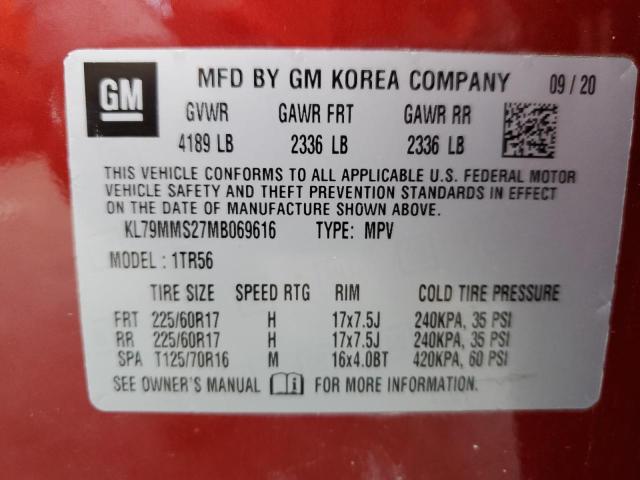 Photo 10 from auction – 2021 CHEVROLET TRAILBLAZE with VIN KL79MMS27MB069616