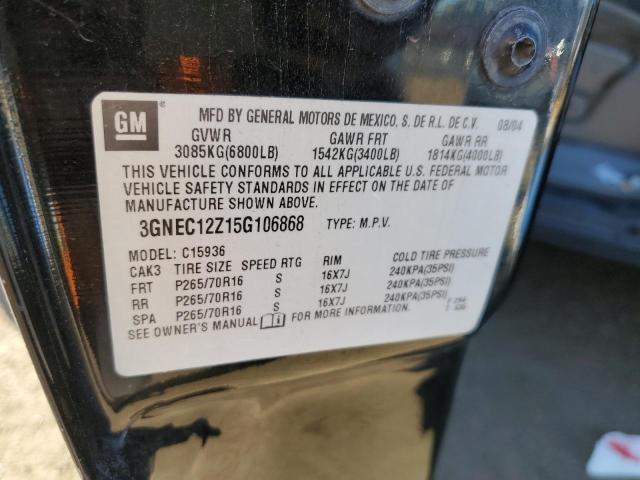 Photo 10 from auction – 2005 CHEVROLET AVALANCHE with VIN 3GNEC12Z15G106868