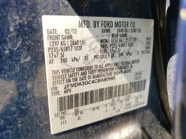 Photo 10 from auction – 2012 FORD EDGE SE with VIN 2FMDK3GC4CBA80995