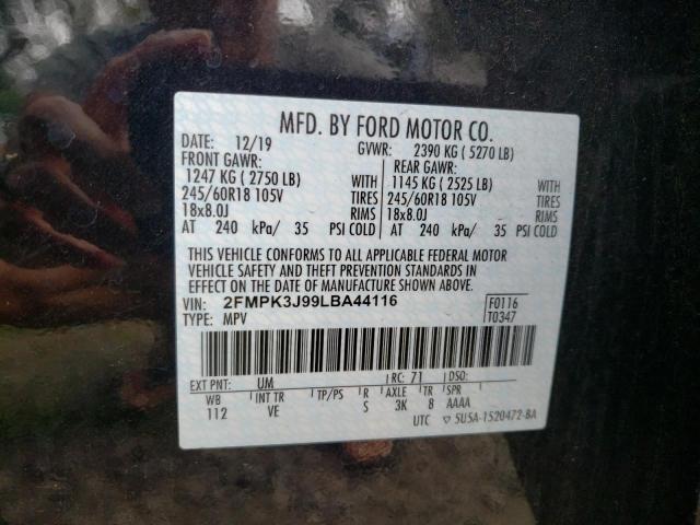 Photo 10 from auction – 2020 FORD EDGE SEL with VIN 2FMPK3J99LBA44116
