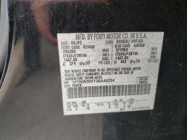 Photo 10 from auction – 2003 FORD F250 SUPER with VIN 1FTNW20F13EA46254