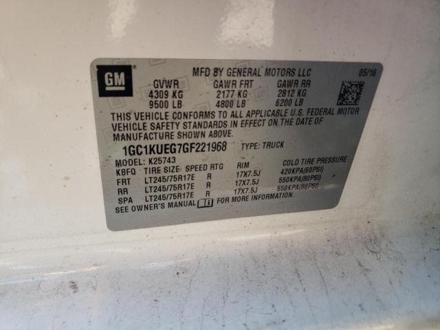 Photo 10 from auction – 2016 CHEVROLET SILVERADO with VIN 1GC1KUEG7GF221968
