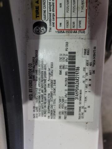 Photo 10 from auction – 2010 FORD FUSION SE with VIN 3FAHP0HA2AR219786