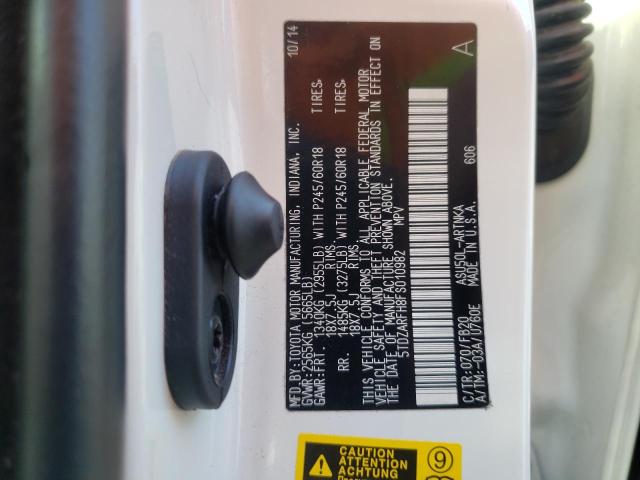 Photo 10 from auction – 2015 TOYOTA HIGHLANDER with VIN 5TDZARFH8FS010982