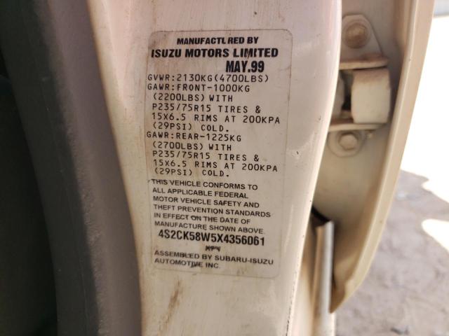 Photo 10 from auction – 1999 ISUZU RODEO S with VIN 4S2CK58W5X4356061