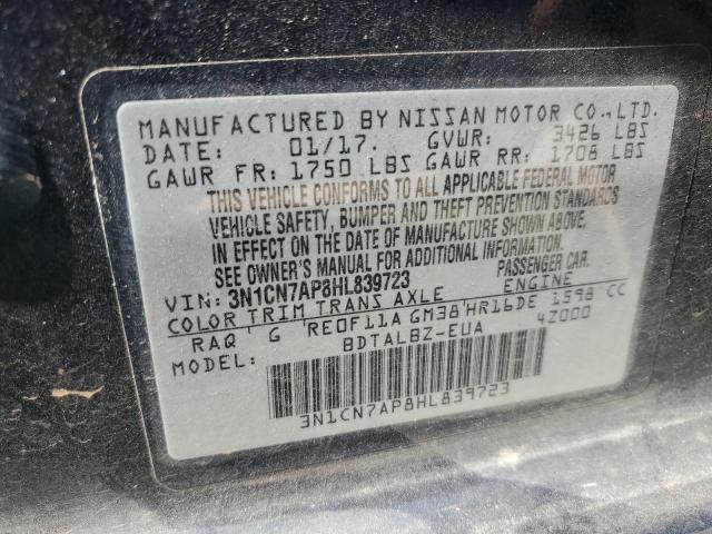 Photo 10 from auction – 2017 NISSAN VERSA S with VIN 3N1CN7AP8HL839723