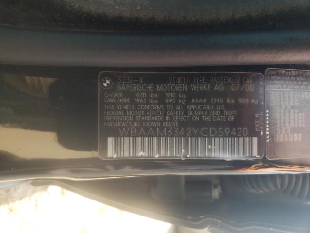 Photo 10 from auction – 2000 BMW 323 I with VIN WBAAM3342YCD59420
