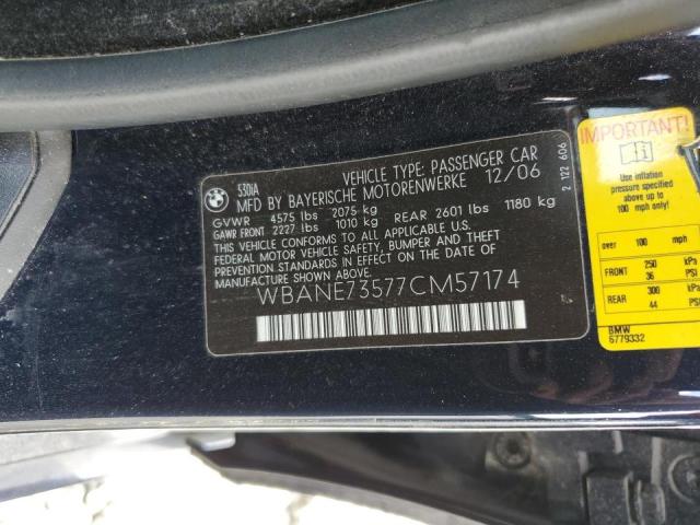 Photo 10 from auction – 2007 BMW 530 I with VIN WBANE73577CM57174