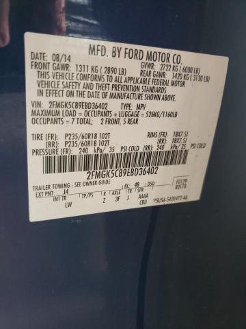 Photo 10 from auction – 2014 FORD FLEX SEL with VIN 2FMGK5C89EBD36402