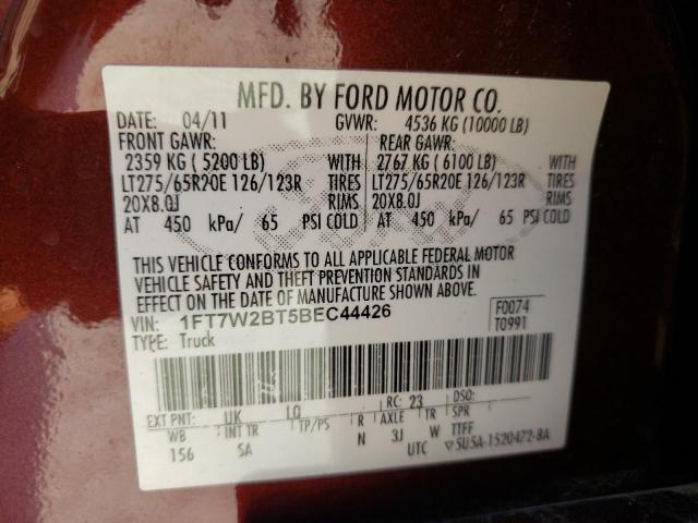 Photo 10 from auction – 2011 FORD F250 SUPER with VIN 1FT7W2BT5BEC44426
