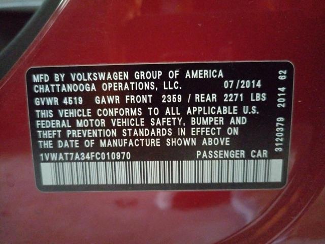 Photo 10 from auction – 2015 VOLKSWAGEN PASSAT S with VIN 1VWAT7A34FC010970