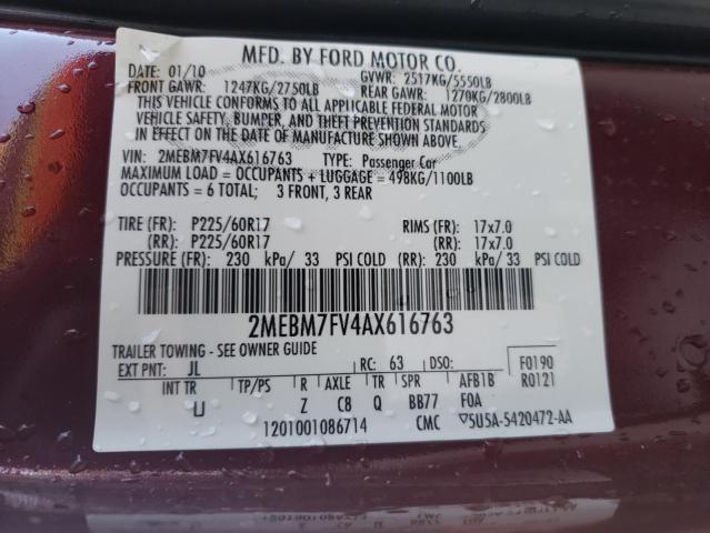 Photo 10 from auction – 2010 MERCURY GRAND MARQ with VIN 2MEBM7FV4AX616763