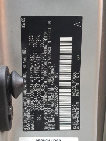 Photo 10 from auction – 2005 TOYOTA SIENNA XLE with VIN 5TDBA22C05S048451