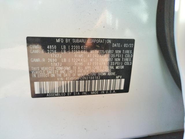 صورة رقم 10 من المزاد - 2022 SUBARU OUTBACK PR مع VIN 4S4BTAFC0N3198183