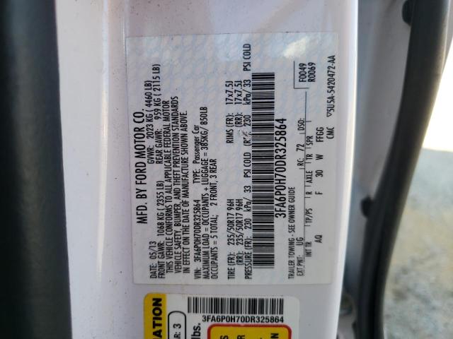 Photo 10 from auction – 2013 FORD FUSION SE with VIN 3FA6P0H70DR325864
