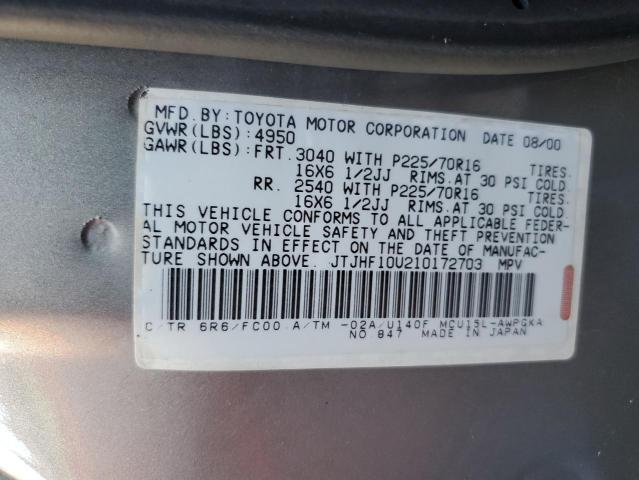 Photo 10 from auction – 2001 LEXUS RX 300 with VIN JTJHF10U210172703
